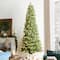 Glitzhome® 9ft Pre-Lit Green Cashmere Slim Pine Artificial Christmas Tree, Multicolor LED Lights